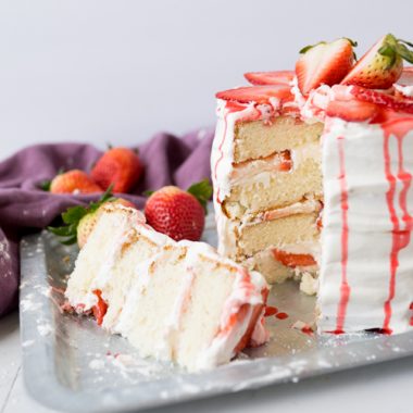 strawberries and cream cake, final shot