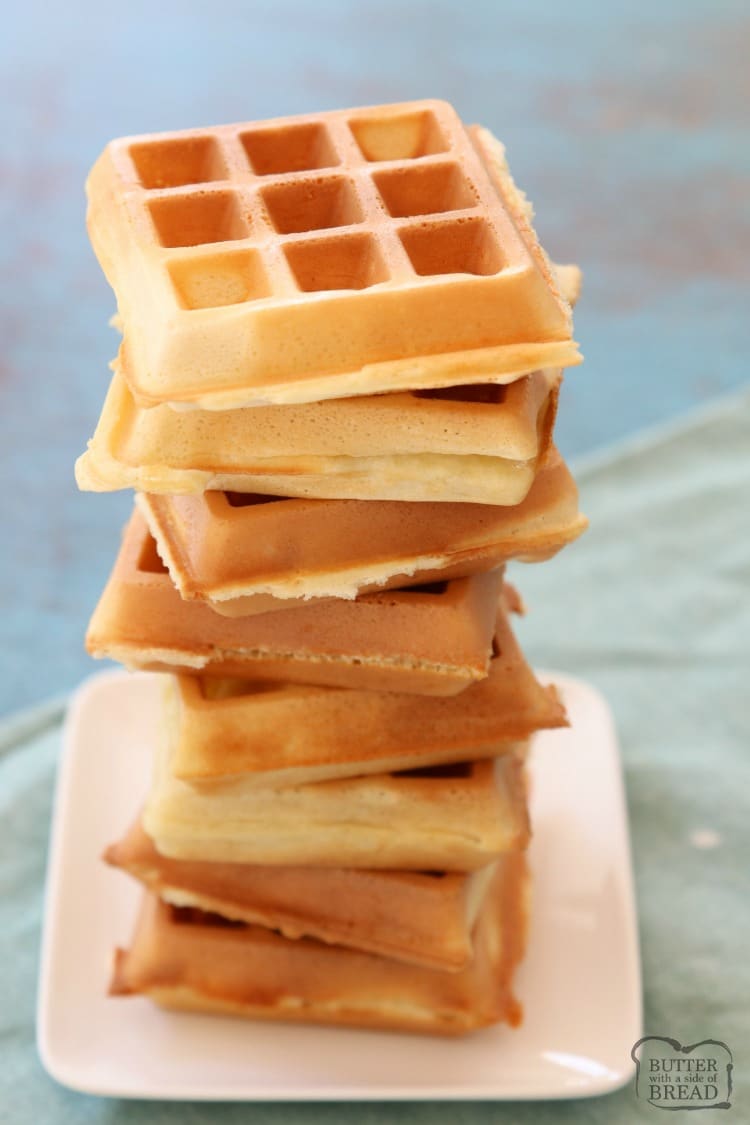 BEST Crispy Belgian Waffle recipe with 4 tips that make these the BEST waffles ever! Simple waffle recipe that everyone loves.