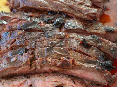 sliced marinated steak