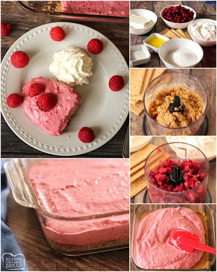 Frozen Raspberry Cheesecake Bars are a simple dessert made by combining cheesecake & raspberries. Sweet, creamy and delicious no-bake raspberry cheesecake recipe can be made ahead and comes together quick.