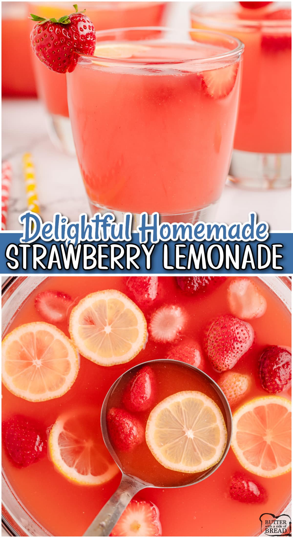 3 Ingredient Strawberry Lemonade Punch is made easy in minutes & tastes incredible! Frozen strawberries, lemonade mix and lemon-lime soda combine for a sweet, refreshing treat! 