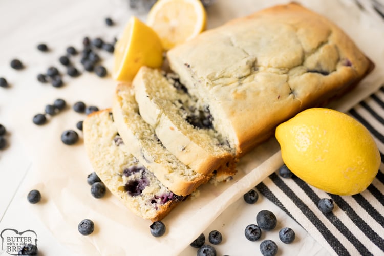 lemon blueberry bread, baked and served.