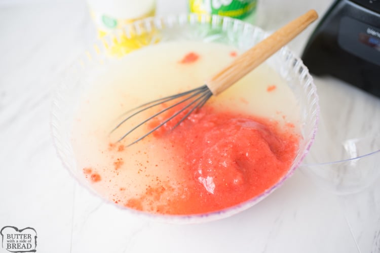 lemonade mix, strawberry puree and sprite