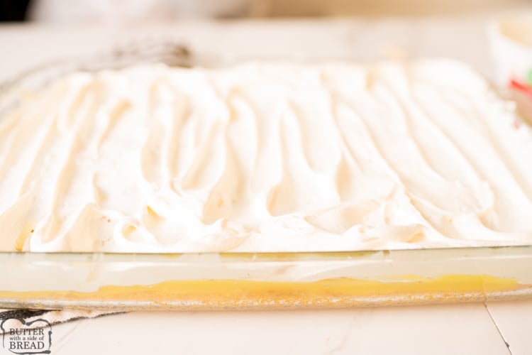 whipped cream on lemon cake