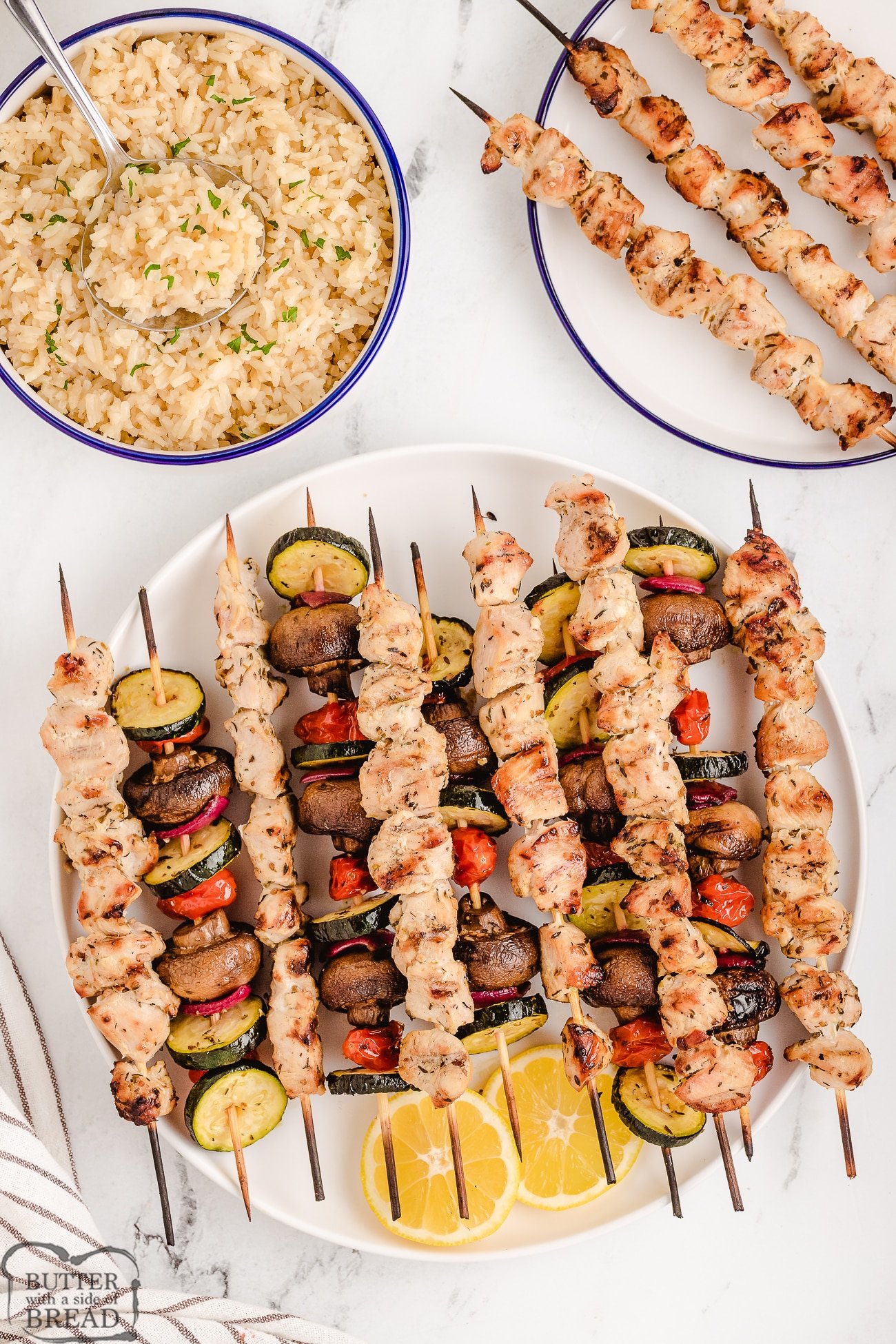 Greek chicken with grilled vegetables and lemon rice