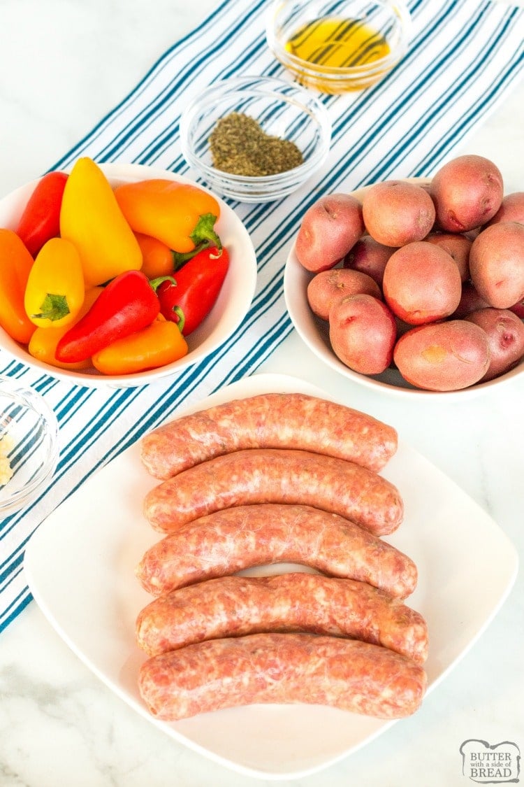 Ingredients for Sausage and Peppers recipe