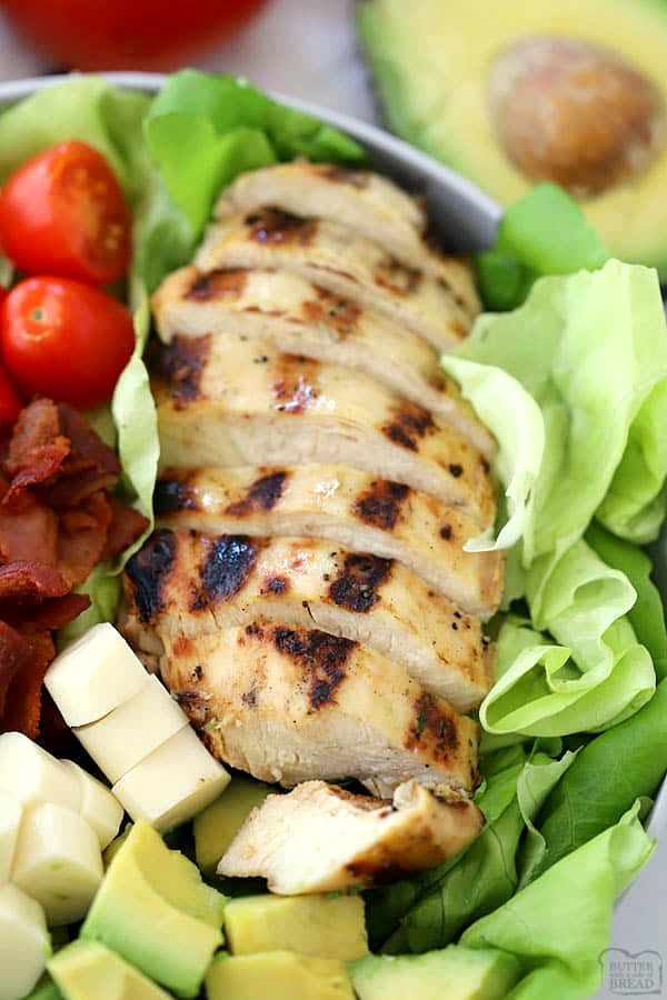 grilled chicken with bacon lettuce and tomato salad