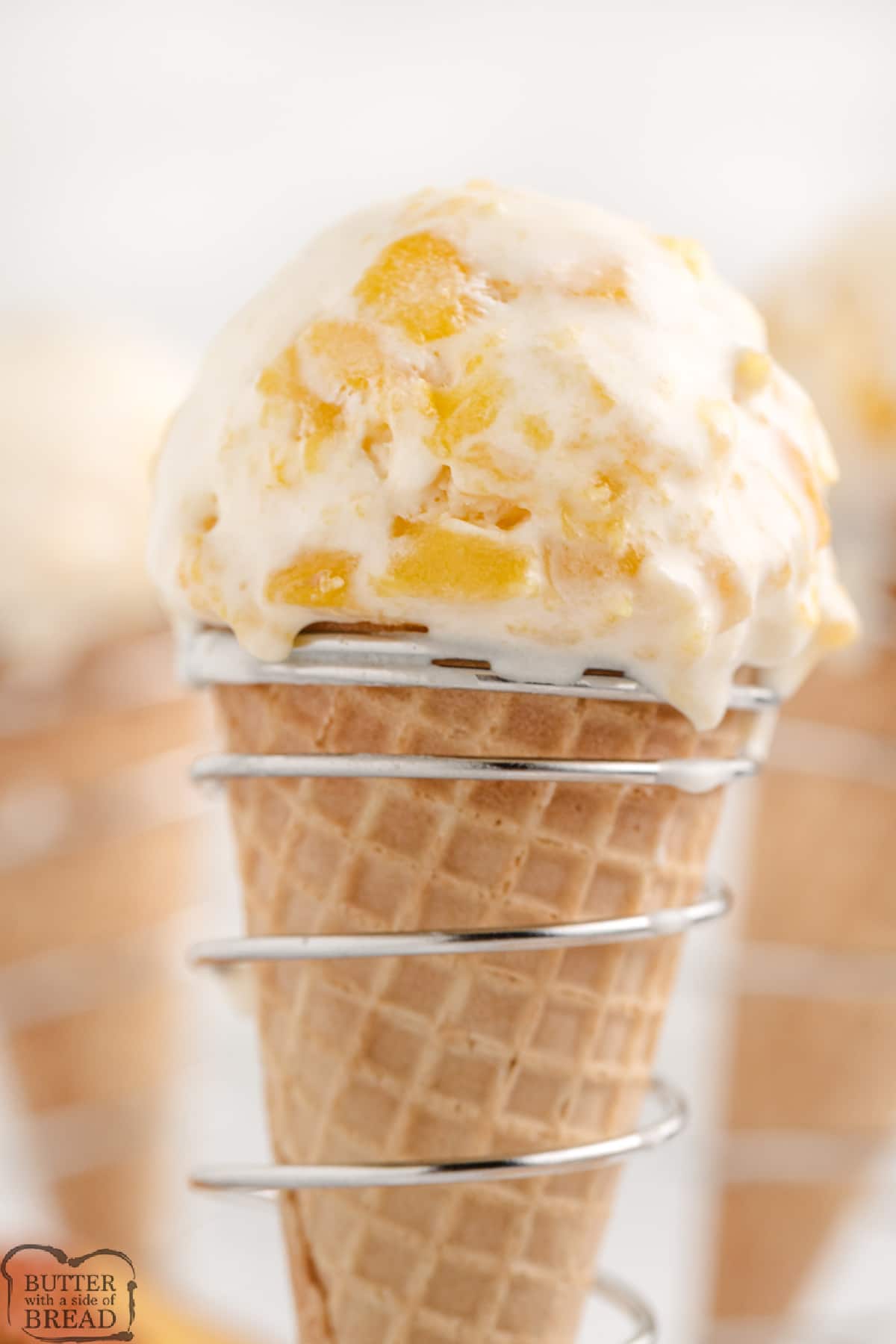 Homemade ice cream in a cone