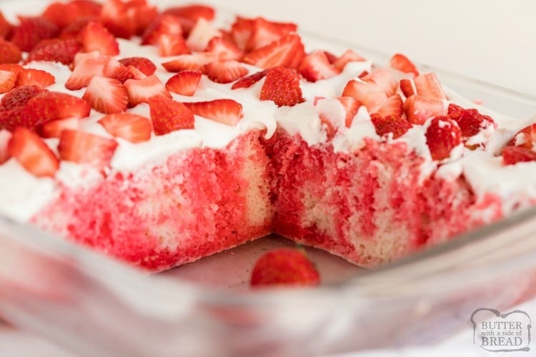 Strawberries and Cream Jello Poke Cake