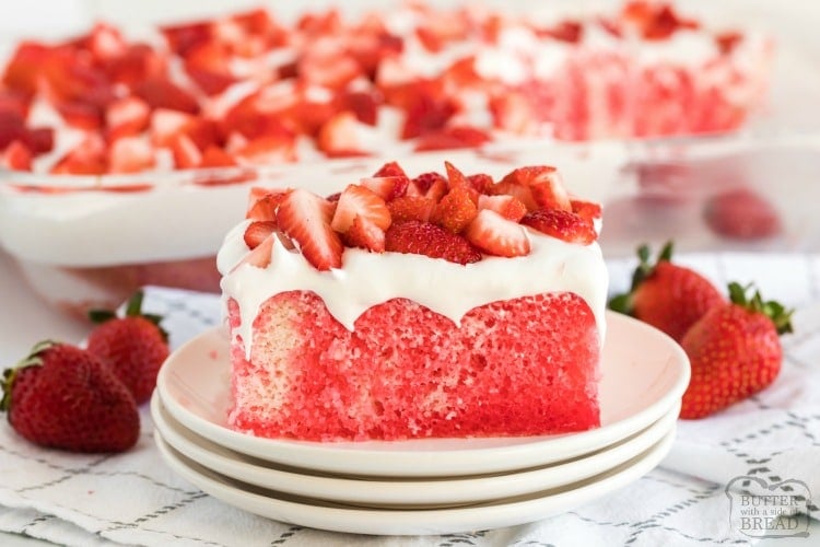 Strawberries and Cream Jello Poke Cake