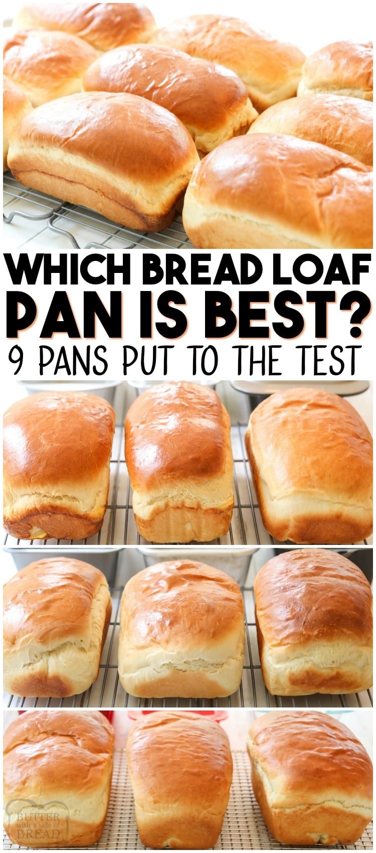 Loaf Pan comparison to see which pan bakes the best bread. 9 different bread pans put to the test with white bread and zucchini bread to see which is the best loaf pan. #bread #baking #breadpan #loaf #pan #comparison from BUTTER WITH A SIDE OF BREAD