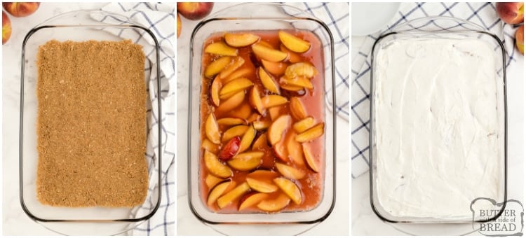 How to make layers in no bake peach dessert 