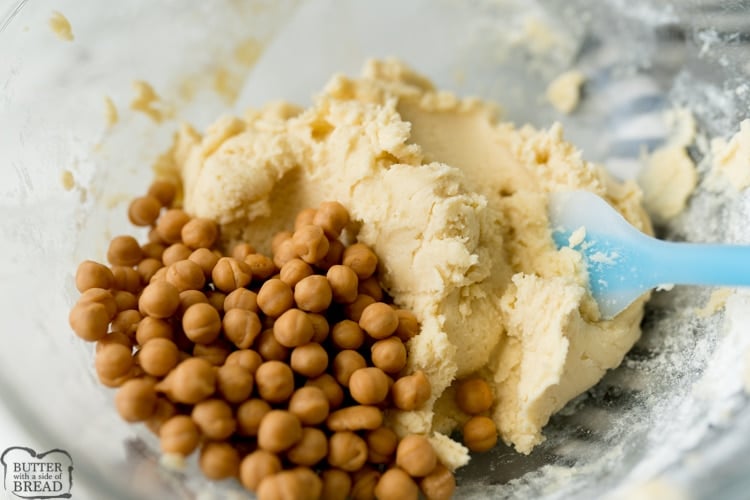 caramel bits inside of the cookie dough
