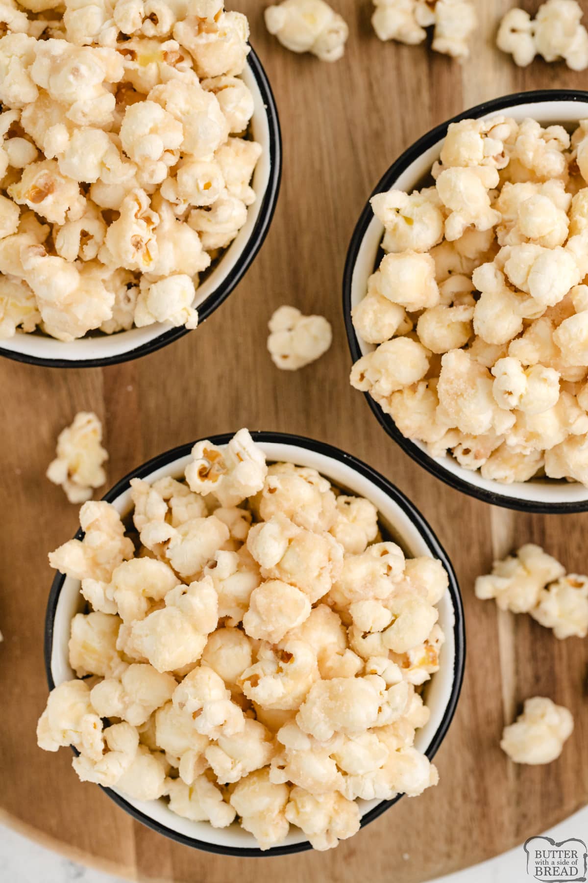 Popcorn recipe made with sugar, cream and butter