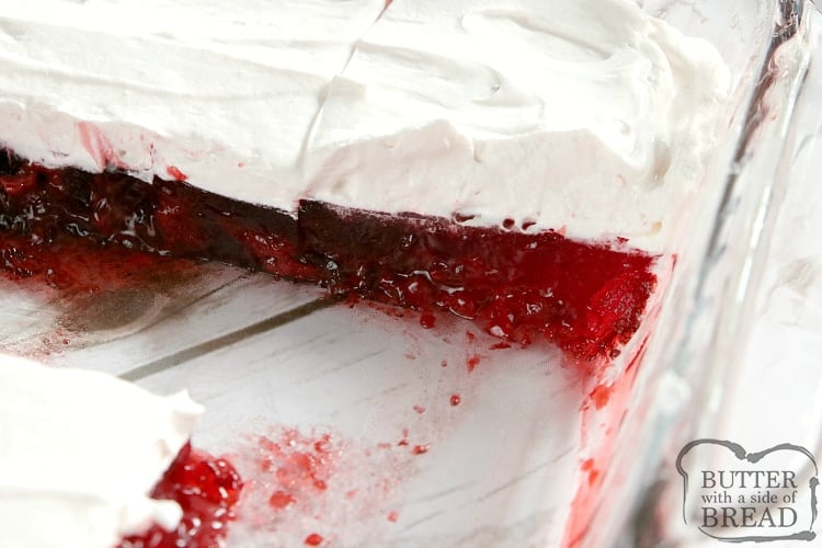 Raspberry jello salad with creamy raspberry whipped topping