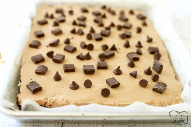 peanut butter fudge on brownies