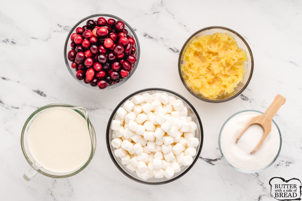 Ingredients in Creamy Cranberry Salad