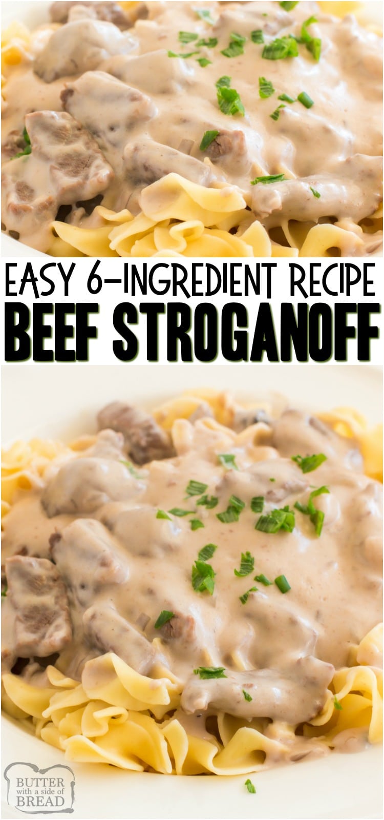 Easy Beef Stroganoff Recipe is a classic, creamy & delicious family dinner recipe.  With just a few simple ingredients, you too can make this mouth watering easy Beef Stroganoff dinner in no time at all.