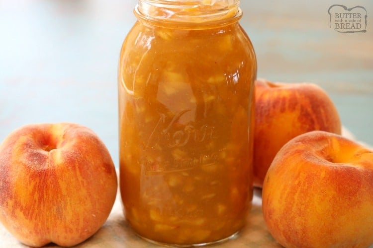 Chunky Peach Syrup made easy in 10 minutes in the microwave! Bursting with sweet peach flavor, this Homemade Peach Syrup is a fantastic way to use fresh peaches!
