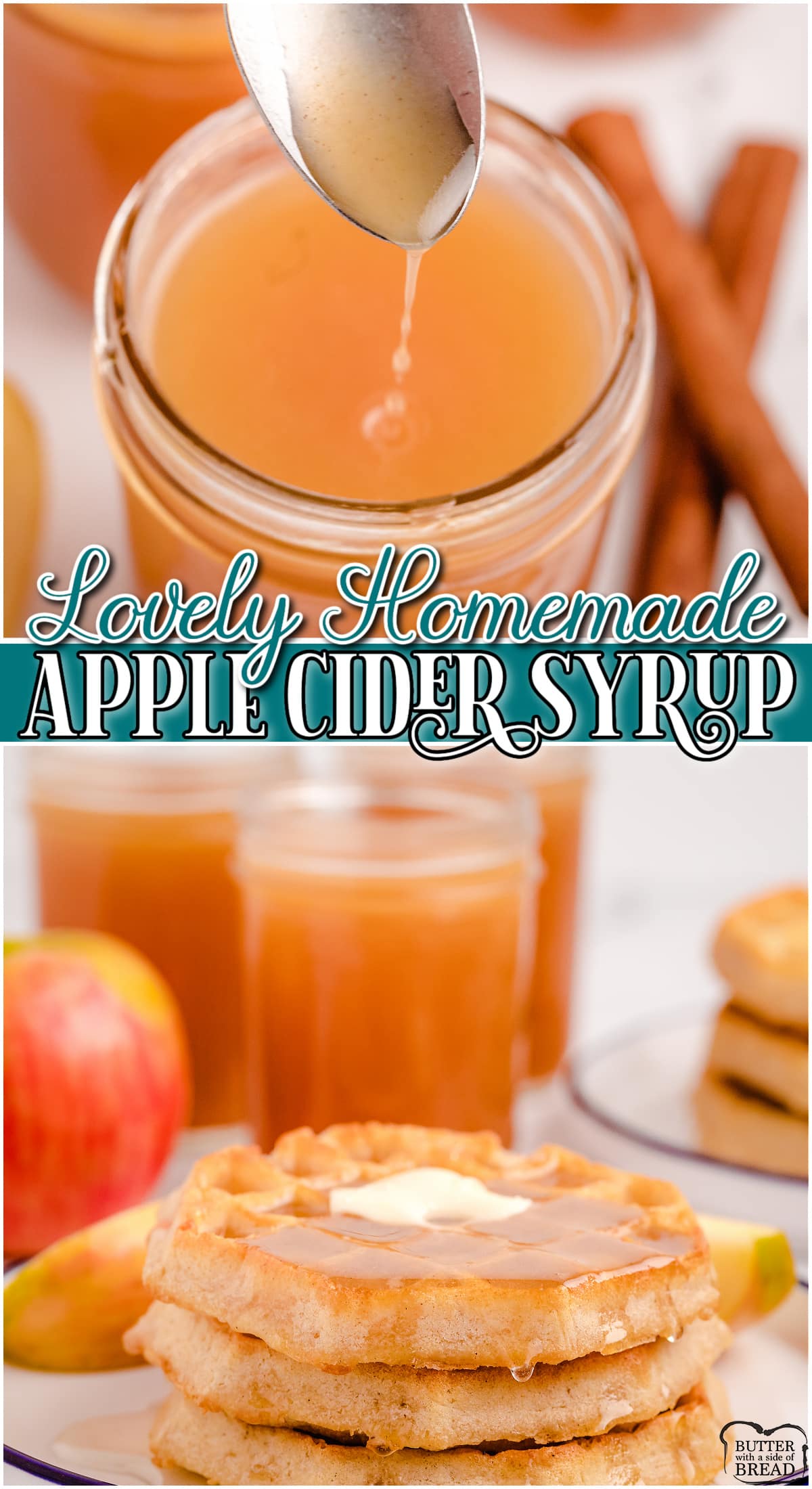 Apple Cider Syrup Recipe is made with just 6 simple ingredients and has fantastic bright, fresh apple flavor! Make this spiced syrup made with apple cider for a decadent Fall treat!