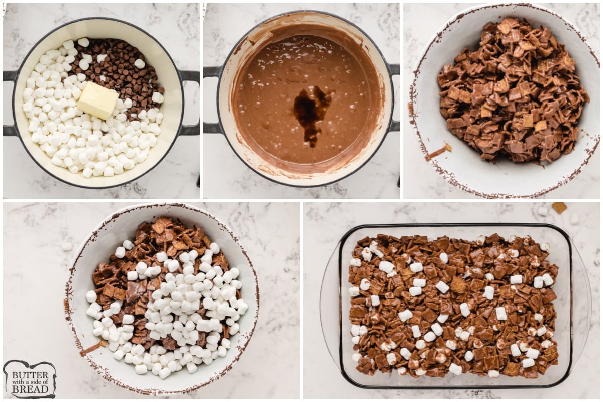 Step by step instructions on how to make No Bake S'mores Bars