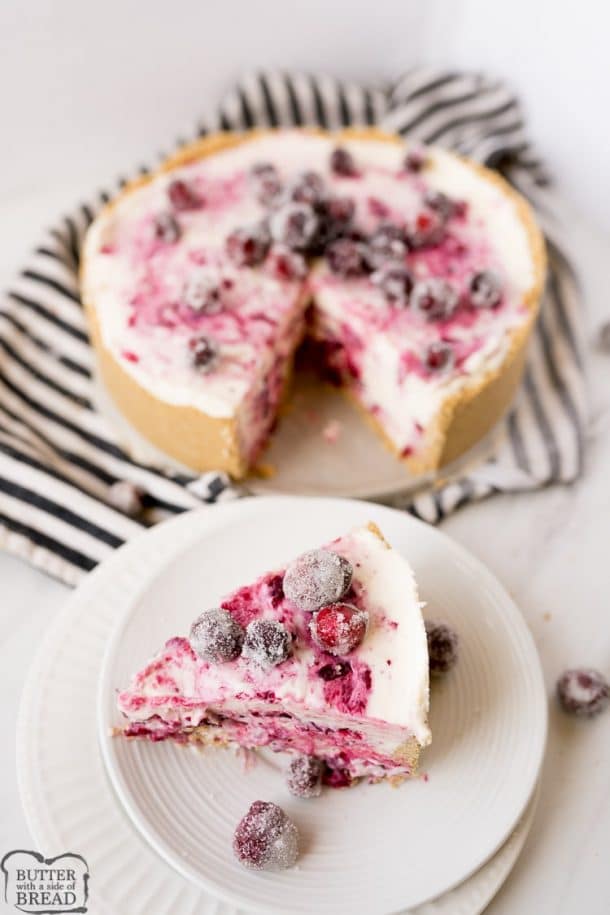 No Bake Cheesecake with Cranberry Swirl - Butter with a Side of Bread