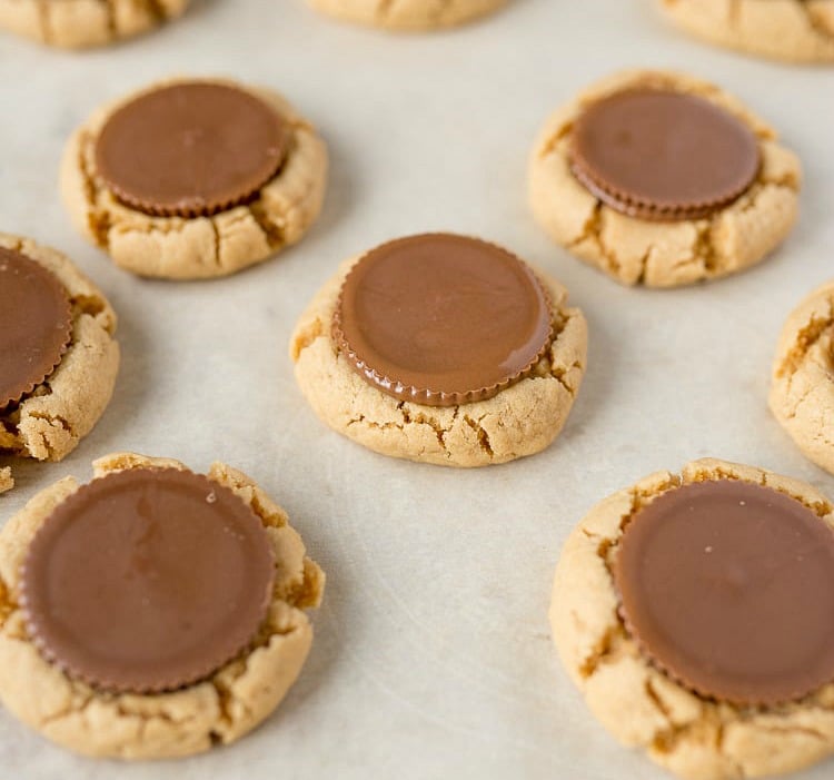 reeses peanut butter cups pressed into cookies