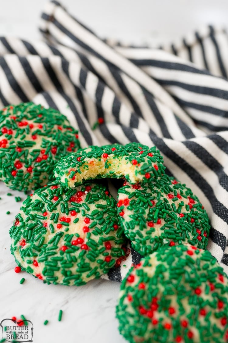 Christmas cookies covered in sprinkles