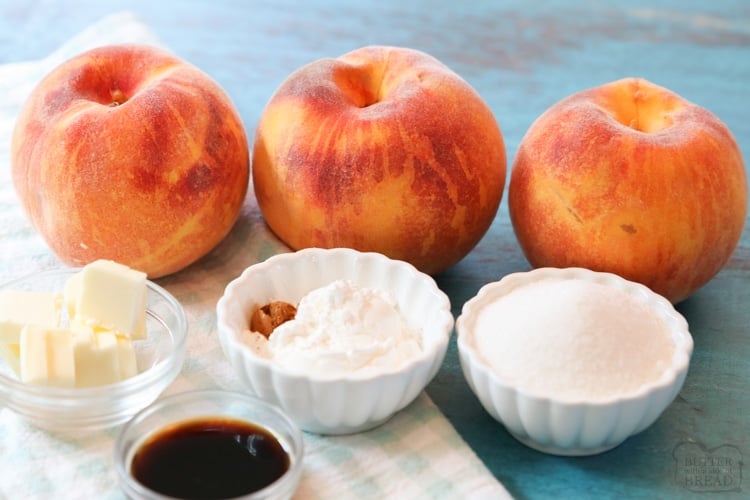 Ingredients needed to make peaches and cream syrup for waffles