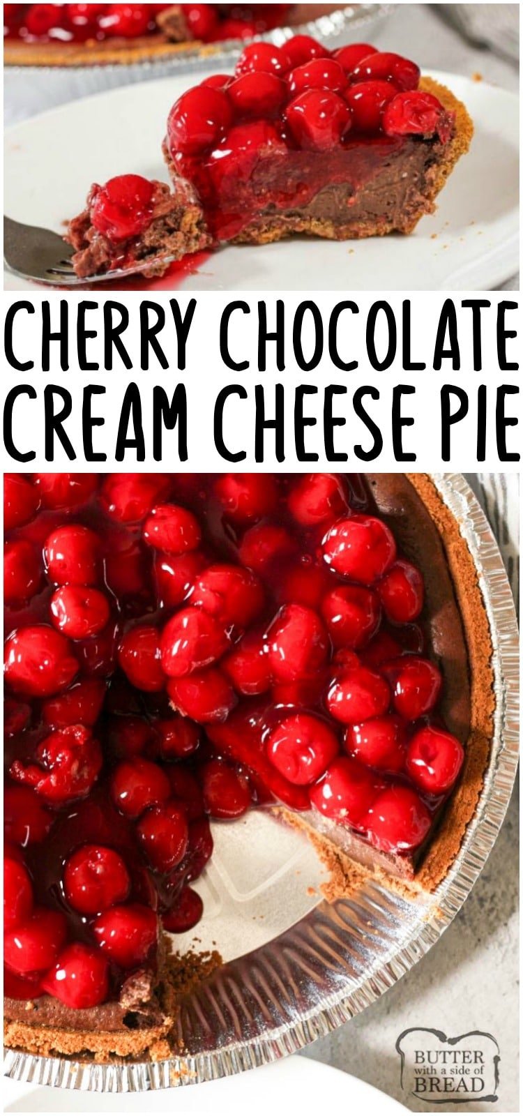 Chocolate Cream Cheese Pie is a simple pie made with cream cheese, cocoa, eggs, cream, vanilla and sugar all baked in a delicious graham cracker crust. This simple cream cheese pie recipe is rich and creamy like a perfect slice of cheesecake.