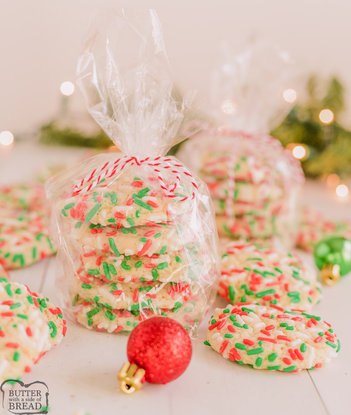 Christmas cookies wrapped as gifts