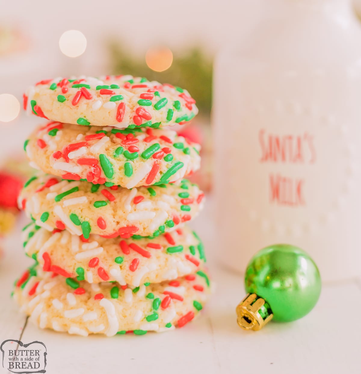 Christmas Sprinkle cookies with milk