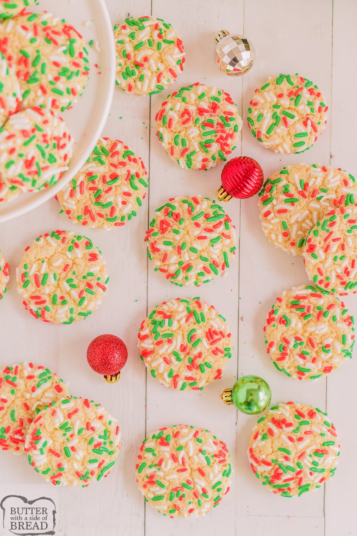 an array of Christmas Sprinkle cookies
