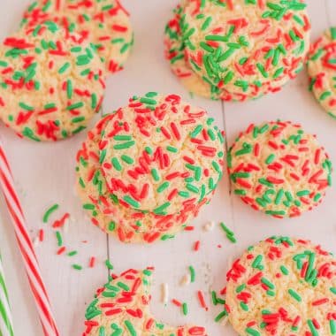 red and green Christmas sprinkle cookies