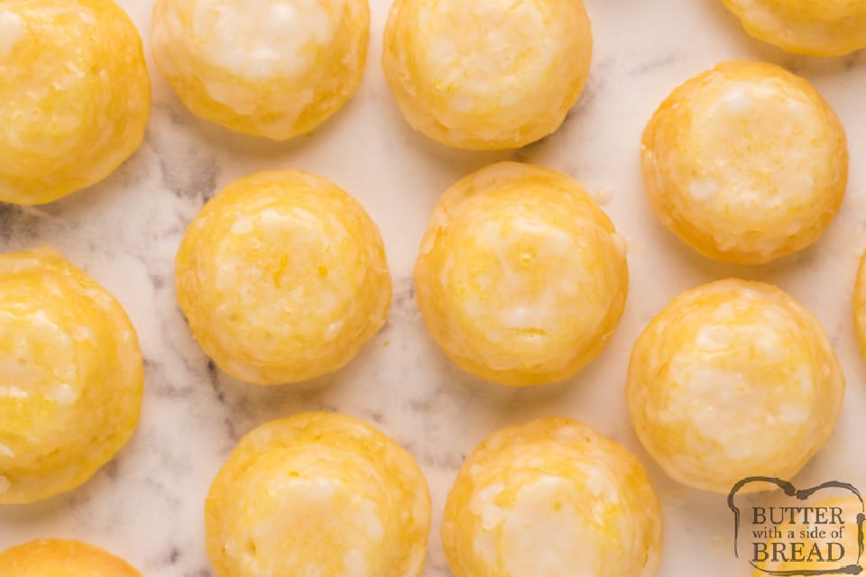 Mini Lemon Cupcakes dipped in lemon glaze