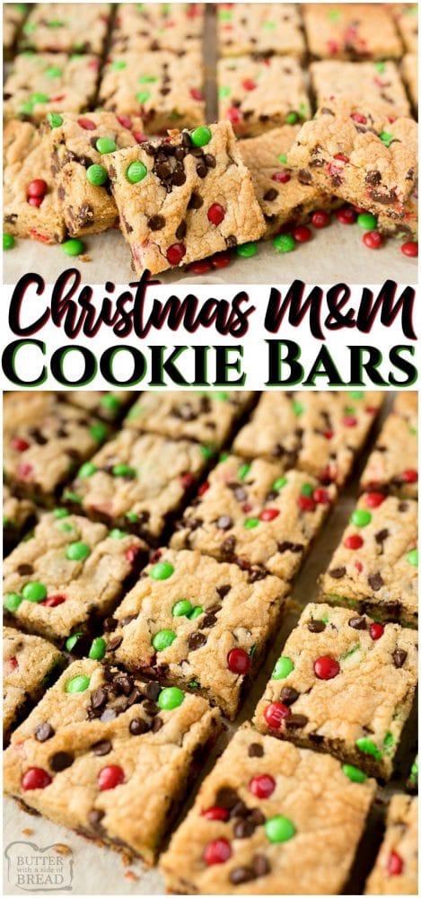 M&M CHRISTMAS COOKIE BARS - Butter with a Side of Bread