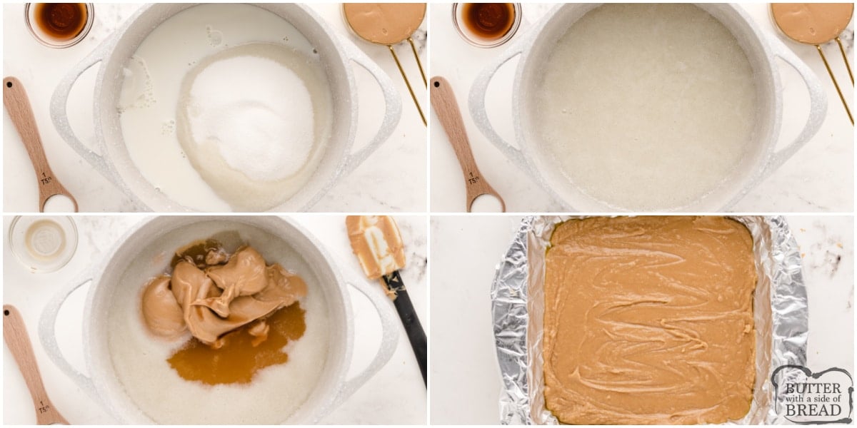 Step by step instructions on how to make peanut butter fudge
