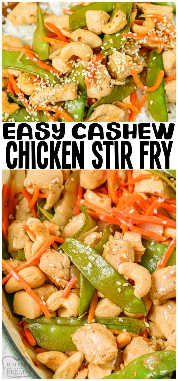 Cashew Chicken Stir Fry is a simple 30 minute meal made with tender chicken & veggies in a flavorful Asian sauce! Stay home, save your money and make up this easy homemade Cashew Chicken Recipe!