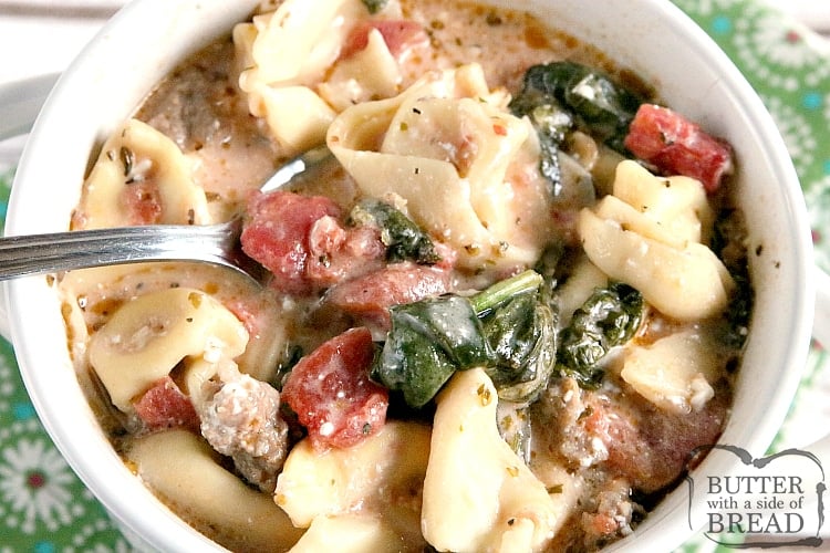 Sausage soup with tortellini