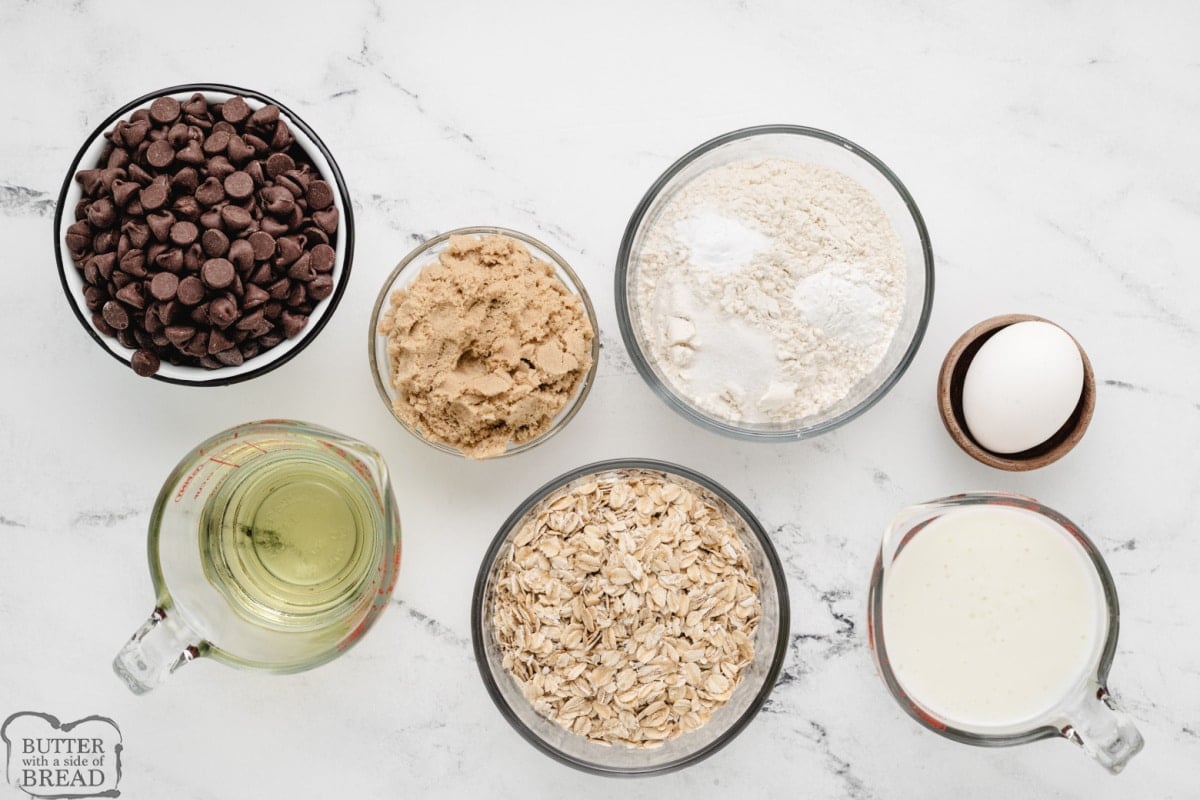 Ingredients in Oatmeal Chocolate Chip Bread