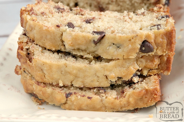 Slices of chocolate chip oatmeal bread