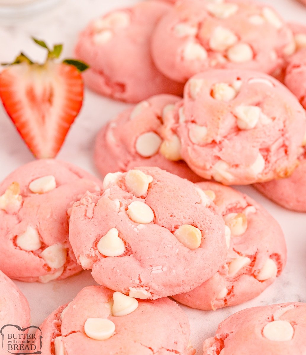 pink strawberry cake mix cookies