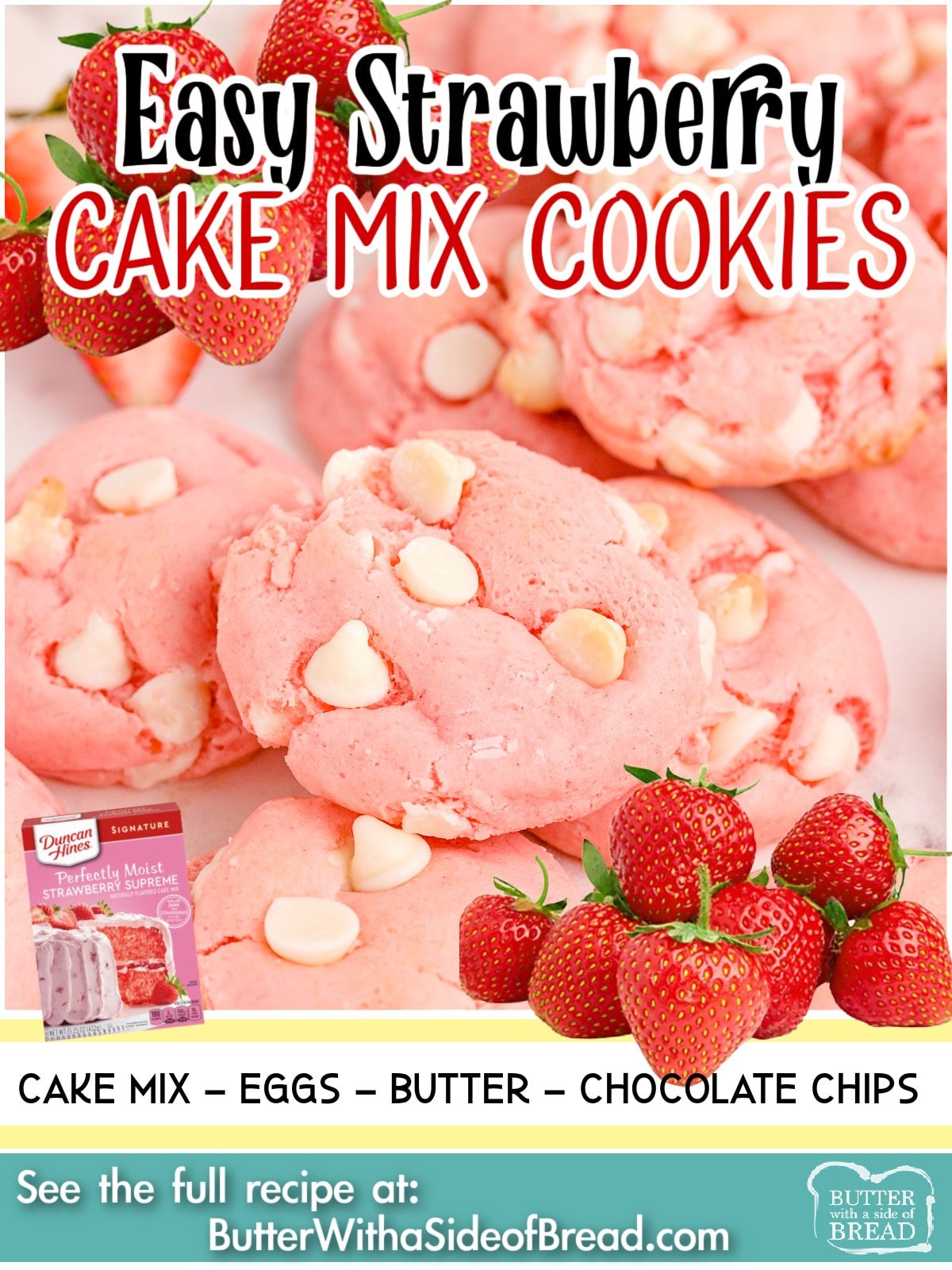 easy strawberry cake mix cookies