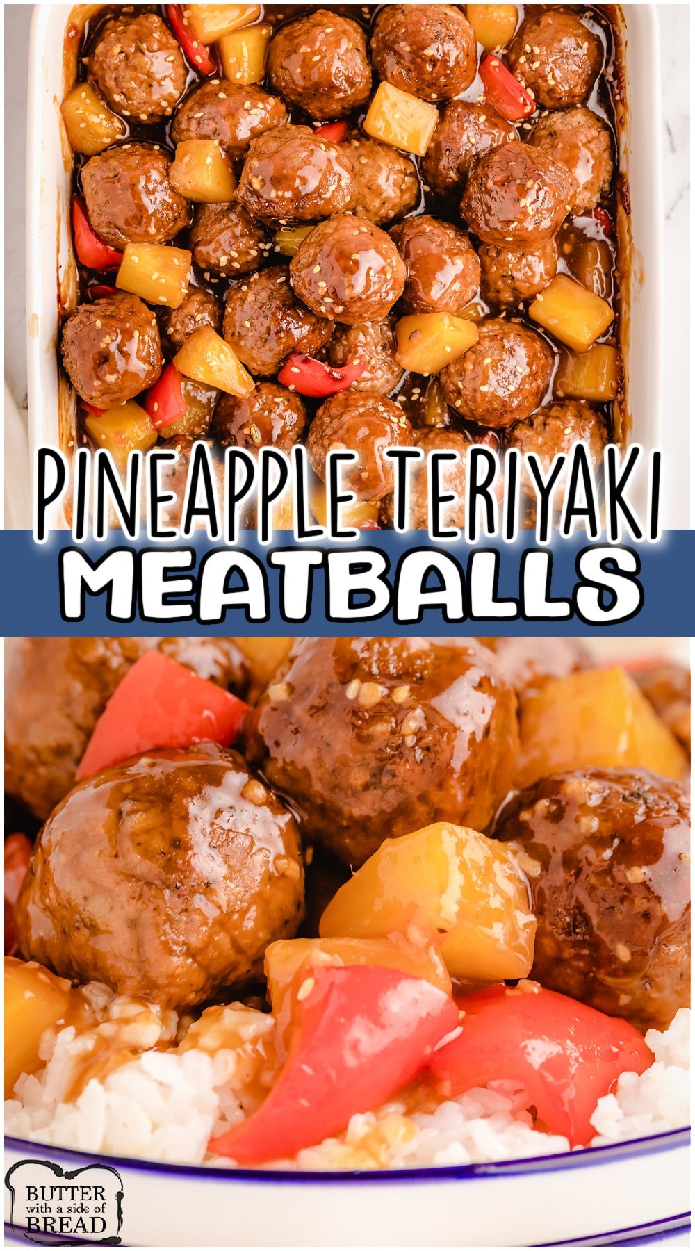 Pineapple Teriyaki Meatballs made with simple ingredients & perfect for an easy dinner or appetizer! Everyone loves these sweet & tangy flavorful meatballs with pineapple served with rice or noodles!