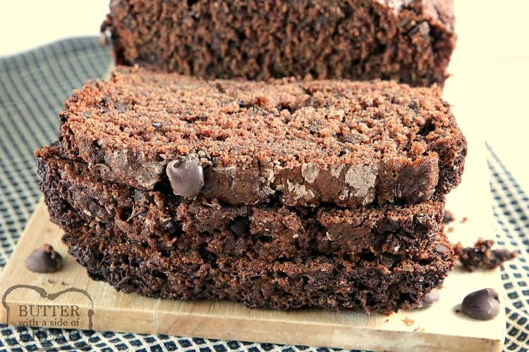Double Chocolate Banana Bread is moist, delicious and packed with ripe bananas and chocolate chips. This simple quick bread recipe takes traditional banana bread to a whole new level!