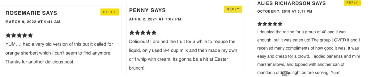 5 star reviews for orange creamsicle salad