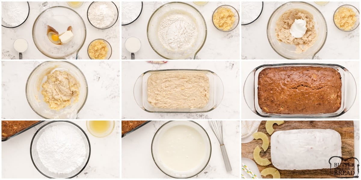 Step by step instructions on how to make Pineapple Quick Bread