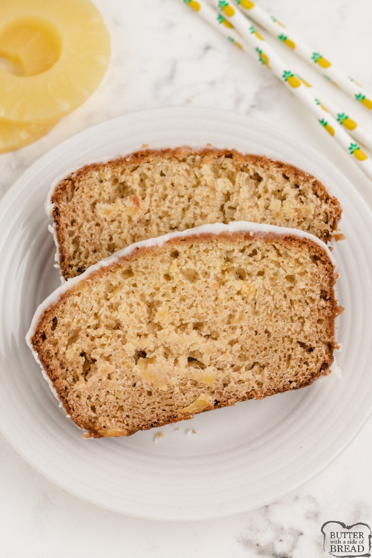 Quick bread made with crushed pineapple