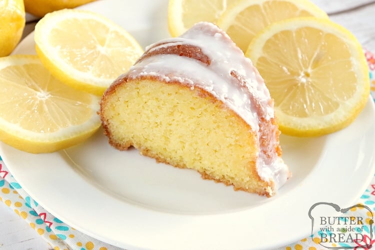 Slice of easy lemon cake recipe