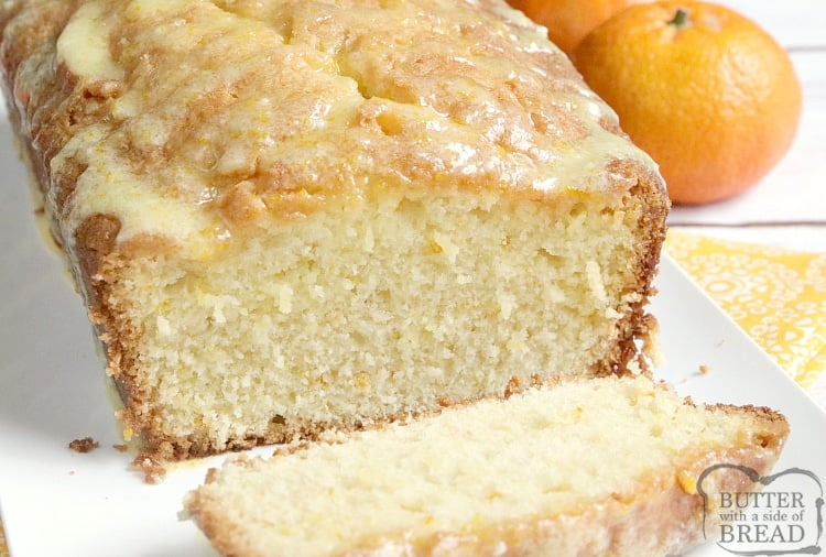 Loaf of orange juice bread, sliced